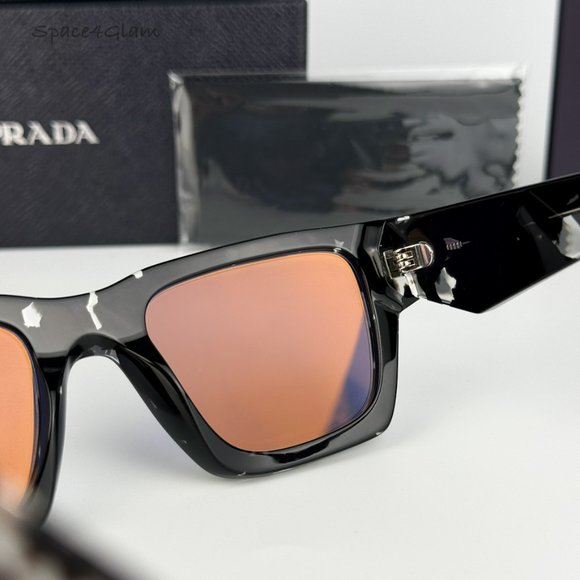 NEW Prada PRA06S 15O50B Tortoise Black Violet Mirror Square Unisex Sunglasses - Picture 9 of 11